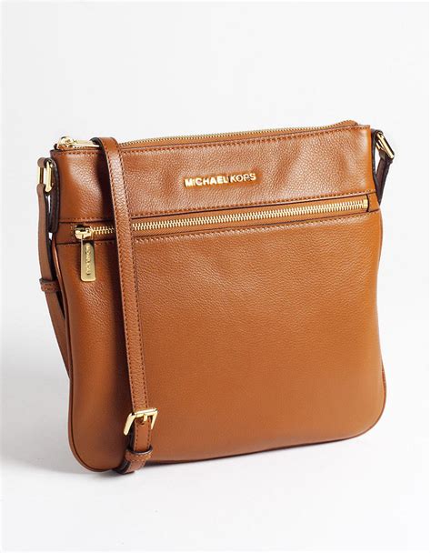 michael kors brown and white crossbody bag|Michael Kors brown leather handbag.